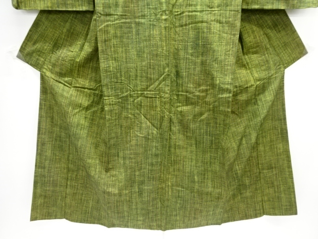  縞織り出し手織り紬単衣着物